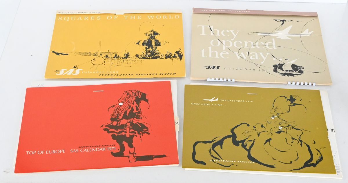 4 SAS Kalendrar, 1961,1965, 1974, 1975 på auktion i Luleå, Norrbottens län hos Luleå Auktionsverk