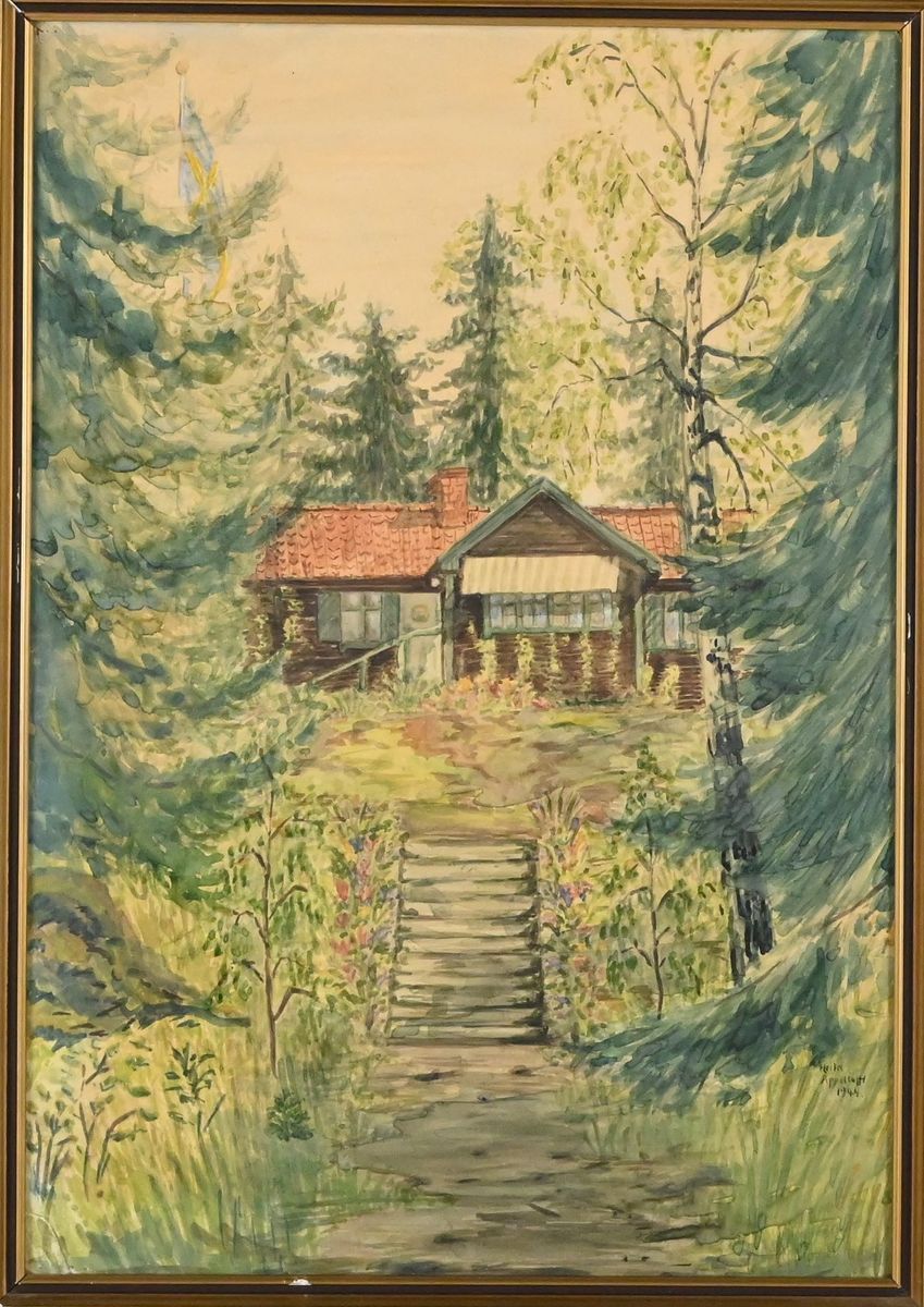 Hella Appeltofft, Akvarell, signerad och daterad 1944 på auktion i Luleå, Norrbottens län hos Luleå Auktionsverk